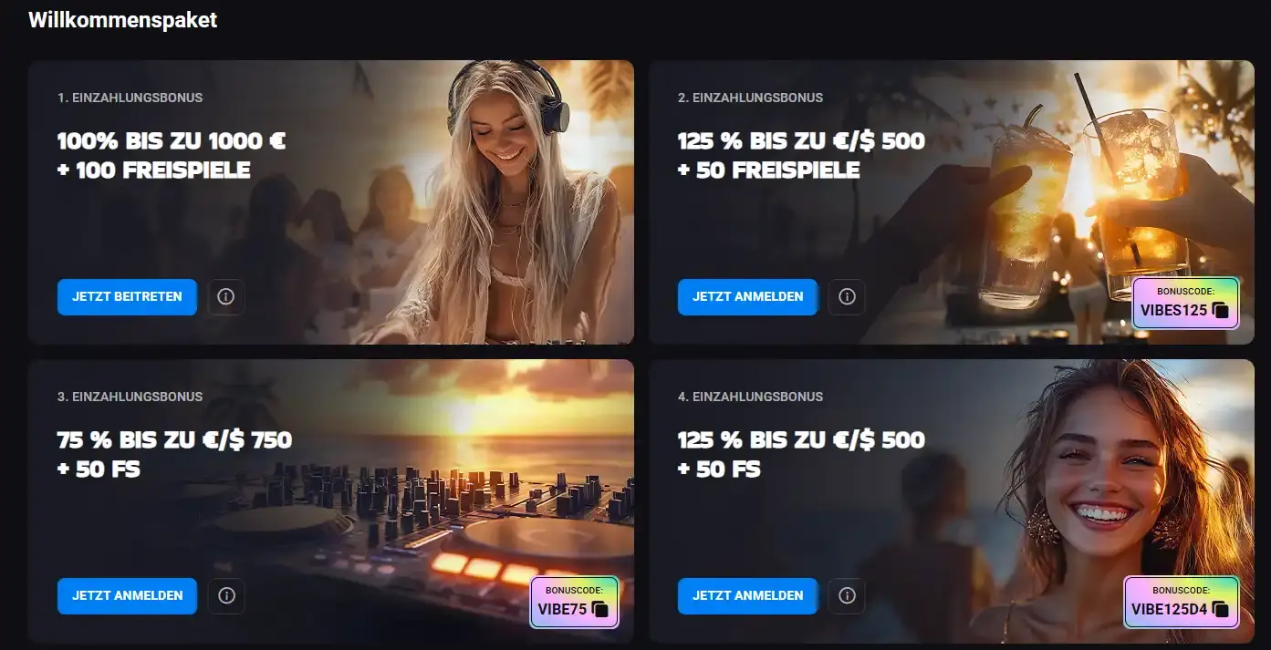 Aktuelle deutsche Lucky Vibe Aktionsübersicht