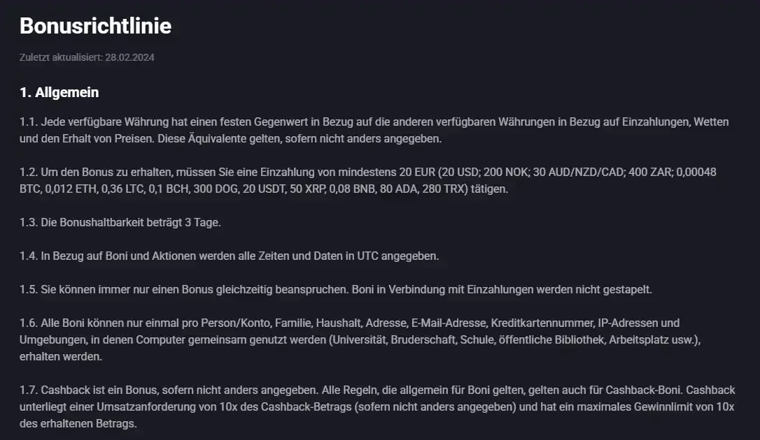 Offizielle Lucky Vibe Bonusrichtlinie mit Welcome-Package-Regeln